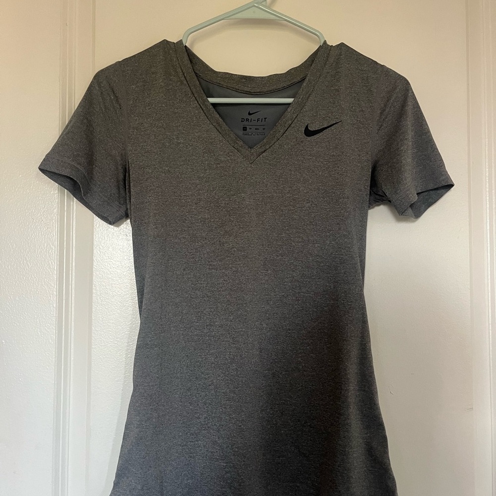 Nike Women's Gray V-Neck Top | Athletic Top